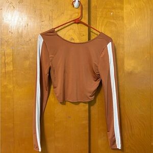 Orange and White Long Sleeve Crop Top